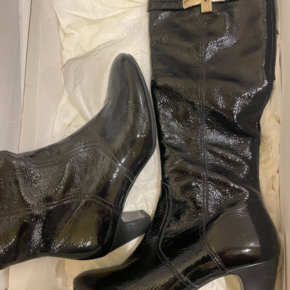 Gabor Womens Black Leather Round Toe Zipper Block Heel Knee High Boots Size 7 - Picture 5 of 6